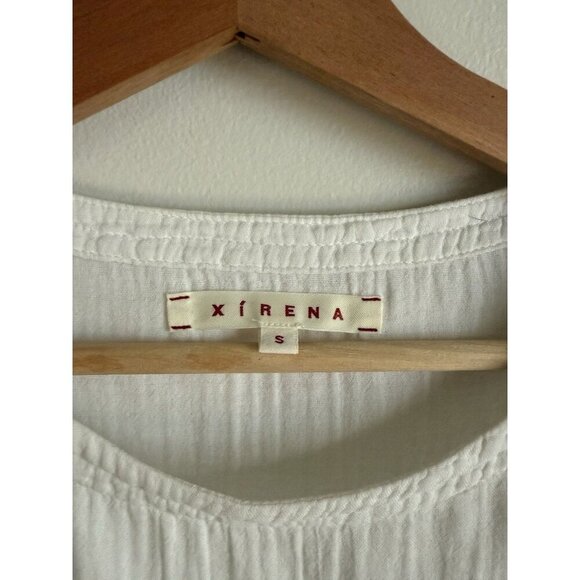 Xierna Avery Gauze White Cotton Short Sleeve Top Coastal Lightweight Basics S - Picture 5 of 9
